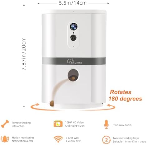 Petalk AI II Dog Camera with Auto Treat Dispenser, No Subscription Fee, 1080p HD, 180° Full-Room View 2-Way Audio, Night Vision, 2.4GHz WiFi Only