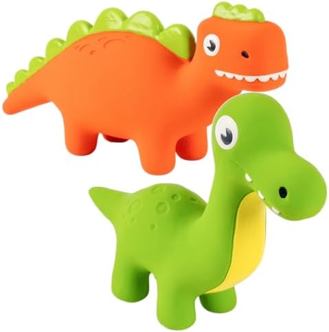 Fuzzl Rexy & Steggy Dinosaur Latex Soft Chew Toy 2 Pack - Food Grade Latex Dog and Puppy Toy