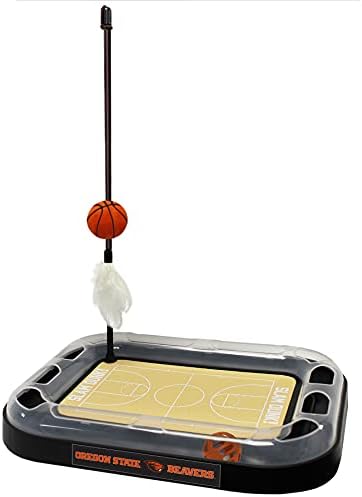 Cat Scratch Toy NCAA Oregon State Beavers Reversible Basketball Court Felt/Cardboard Cat Scratcher Toy. Interactive Cat Ball Bell Tracks. 6-in-1 CAT Toy: Cat Wand Poll Catnip-Filled Plush Basketball