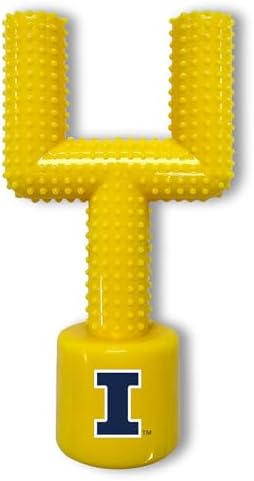 NCAA Illionois Fighting Illini Mega-Chew Hard Nylon Bacon-flavored Dog Bone Football Goal-Post Chew Toy. Interactive, Tasty & Fun Dog Chew Toy. Indestructible, Strong, Tough & Durable Pet Chew Toys