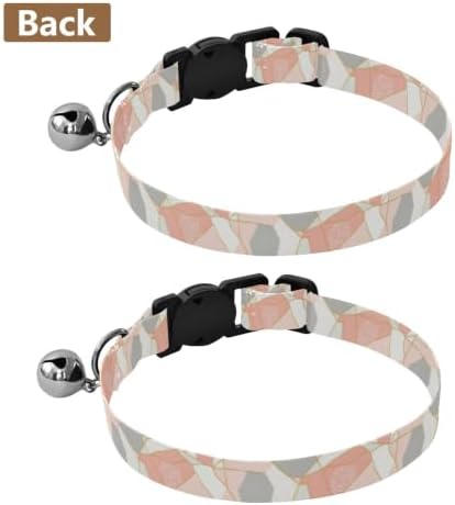 Geometric Gold Lines Pastel Metal Bell Included Pet Collars 2 Pack Soft Polyester Pet Collar