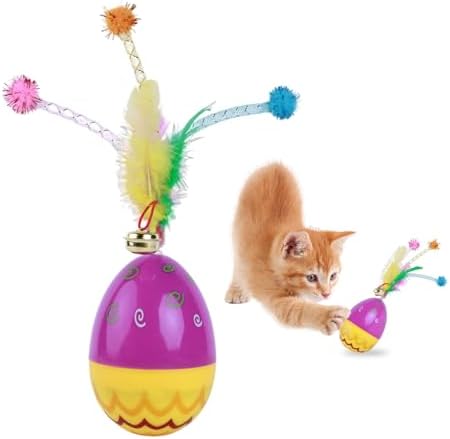 direfly 2025 New Interactive Cat Feather Ball Toy Set - Cat Toys with Feather Tails, Rolling for Indoor Cats & Kitten Exercise, Safe & Fun Play,It can Swing Without Falling Down, Durable (2 Set)