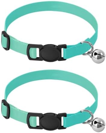 Turquoise Gradient Comfortable Cat Collar, 2 Pack Kitten Bell Collar