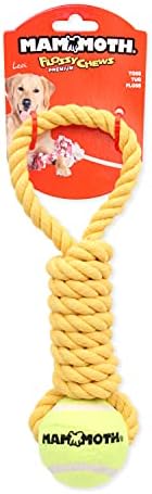 Mammoth Pet Products Flossy Chews Twister Toy with Tennis Ball, Medium 15''