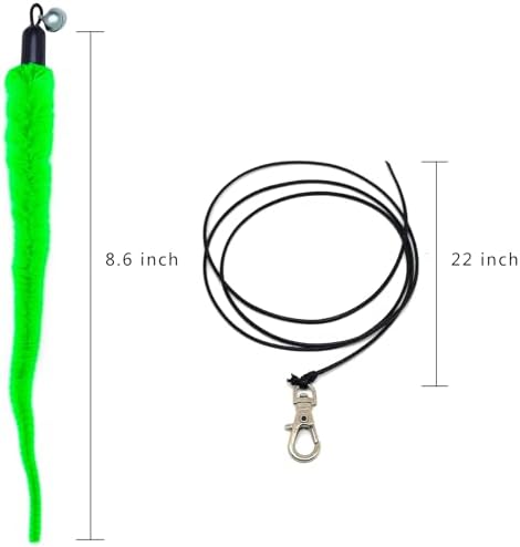 miwoowim 11PCS Cat Wand Refills, Fuzzy Worms with Bells & String with Clasp