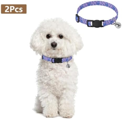 Striped Purple Floral Easy to Wear Puppy Collar 2 Pack Dog Collars for Small Dogs