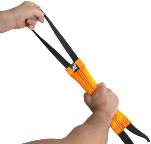 Bungee Dog Bite Tug Toy with 2 Strong Handles - Made of Durable & Tear-Resistant Fire Hose - Perfect for Tug of War, Fetch & Puppy K9 Training - Ideal Pull Toy for Medium to Large Dogs, Orange