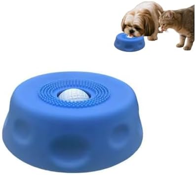 Slow Feeder Dog Bowl with Roll Ball, Slow Down pet Eating,Puzzle Toys, Blue