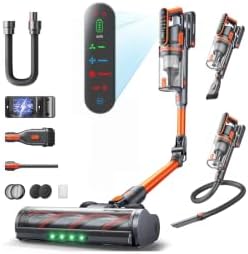 Cordless Vacuum Cleaner, 650W/55Kpa/70Mins Stick Vacuum Cleaners for Home | 180° Foldable Wand &3.3Ft Hose, Touch Screen, AUTO-Mode, Wall Mount Charging, Fragrance, Vacuum for Floor/Carpet/Pet Hair/Car