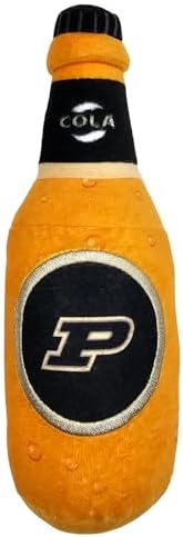 NCAA Purdue Boilermakers Beer Bottle Plush Dog & CAT Squeak Toy - Cutest Stadium SODA Bottle Snack Plush Toy for Dogs & Cats with Inner Squeaker & Beautiful Football/Basketball Team Name/Logo