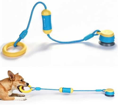 Super Design Suction Cup Dog Tug Toy, Treat Dispensing Interactive Dog Enrichment Toy for Boredom Relief, Ideal for Small Medium Dogs