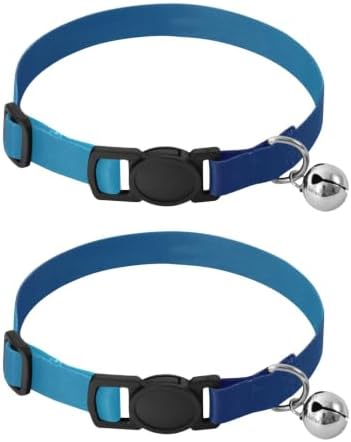 Blue Gradient Puppy Collar with Bell 2 Pack Kitten Collar Adjustable Length 10.6" to 17.1"