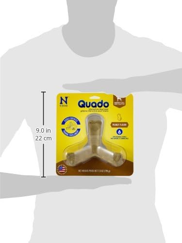 N-Bone Quado Edible Interactive Dog Chew, Peanut Buttter Flavor, Easy Grip Design, Organic Dog Chew Good for Maintain Oral Health, Organic Dog Treat