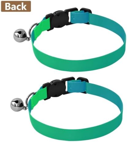 Green Blue Gradients Dog Bell Collar 2 Pack Pet Collar Adjustable 10.6 to 17.1 Inches