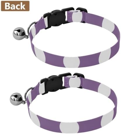 2 Pack Dog Collar Purple Polka Dots Dog Bell Collar, Adjustable Length 10.6" to 17.1"