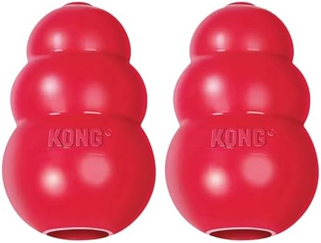 KONG Classic Stuffable Dog Toy, Natural Rubber, for Small Dogs (Pack of 2) | Treat-Filling Fetch & Chew Toy with Erratic Bounce, Made from KONG Durable Natural Rubber for Extended Playtime