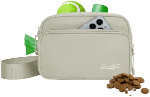 Runlight Dog Training Treat Pouch Fanny Pack,Dog Waist Belt,Dogs Walking Bag Crossbody with Poop Bags,Puppy Treat Bag Training Pouch (Khaki)