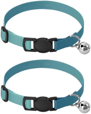 Blue Gradient Comfortable Cat Collar, 2 Pack Breakaway Cat Collars with Bell