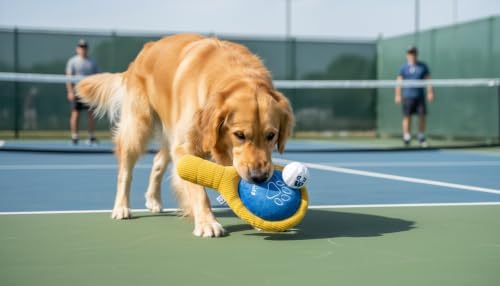 PAWTY Pickleball Set Dog Toy – Plush Pickleball Paddle with Bouncy Ball – Funny Interactive Fetch & Tug Toy for Dogs – Sports-Themed Dog Toy Set for Small & Medium Dogs