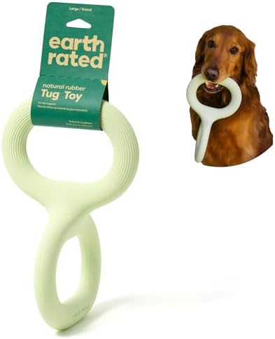 Earth Rated Tug of War Toy for Dogs and Puppies, Interactive Dog Pull Toys, Ergonomic Grip, Natural Rubber, Large, Green