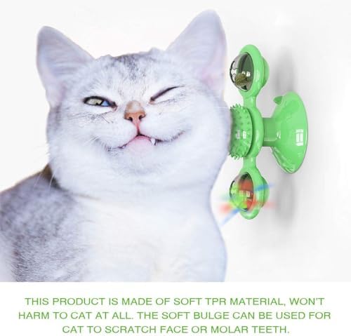 GBSYU Interactive Windmill Cat Toys with LED Light Ball Suction Cup Catnip Cat Chew Exercise Toy for Indoor Cats