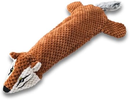 Dog Toys, Squeaky Plush No Stuffing Crinkle Dog Toy for Small Medium Large Dogs, Interactive Puppy Teething Water Bottle Dog Chew Toy (Squirrel)