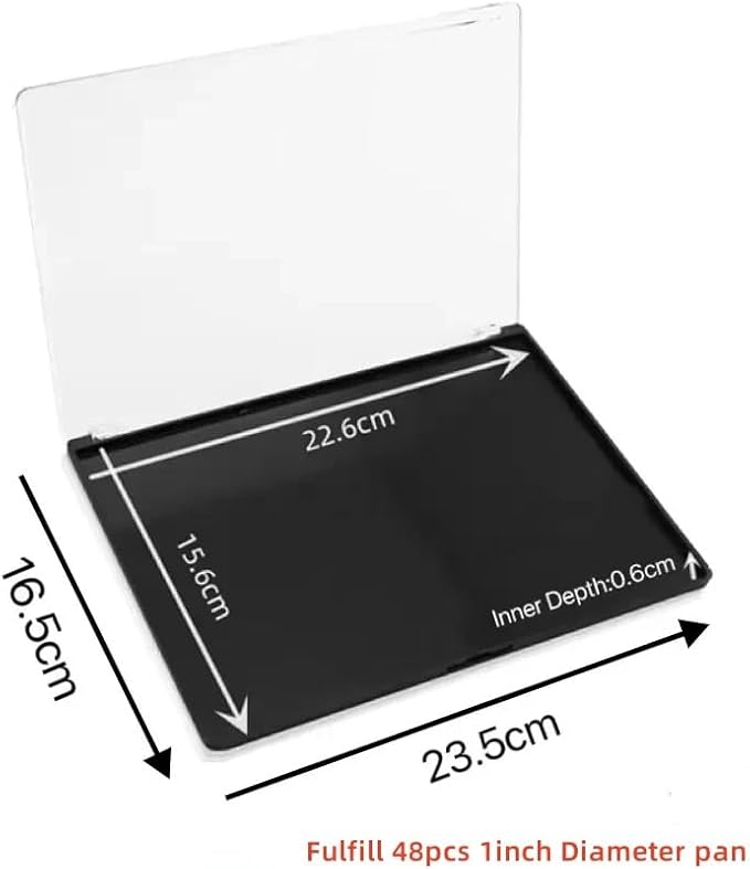2 Pack XL large Magnetic Makeup Palette with Clear Top, Empty Cosmetics Pan Dispensing Storage Box with 40pcs Metal Sticker for DIY Eyeshadow Lipstick Blush Powder- 9.25'' x6.57''