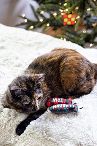 Pearhead Naughty Or Nice Christmas Cat Toy Set, Holiday Pet Owner Gift, Christmas Must Have Toy Set, Cat Teaser Toy, with Catnip Pouch, Set of 2 (Pack of 2)