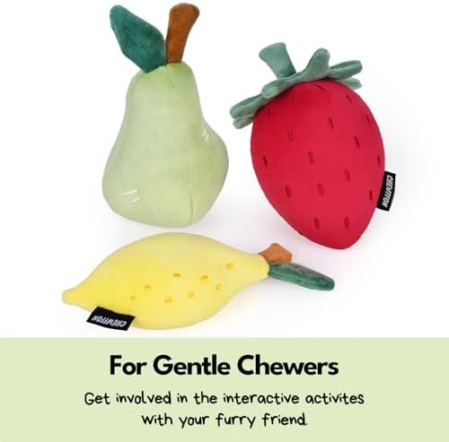 CHEWFFON Squeaky Plush Dog Toy, Pear