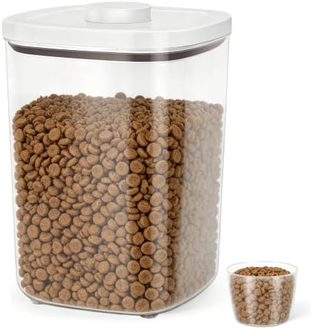 TBMax Dog Cat Food Storage Container 10 Lbs, Stackable Pet Food Dog Treat Container with Pop Up Lids, Airtight Food Storage Bin for Kitchen Organization