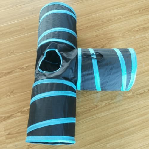Cat Tunnels, Pet Ferret Rabbit Bunny Tunnels Tubes Subway Habitats, T-Style, DIY Cat Peekaboo Maze House Tent Bed, Kitten Interactive Toy (T Type 3 Way (Straight))