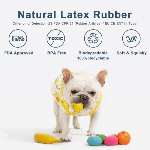 Squeaky Dog Toys, Soft Latex Rubber Squeaky Dog Ball for Small Dogs Puppies, Cute Bounce Squeak Toys Balls with Funny Cute Face
