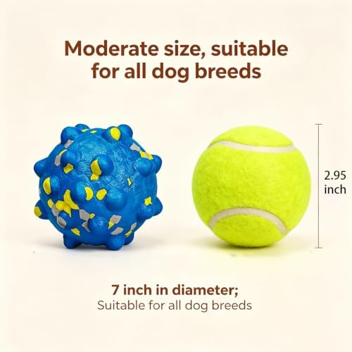 Dog Ball Toys for Aggressive Chewers, Indestructible Squeaky Fetch Toys for Large Medium Dogs, Durable E-TPU Bouncy Balls Interactive Floatable Training Toy for Outdoor Indoor Pool