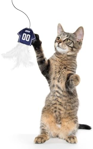 Pets First NFL New York Giants Team Jersey Wand with CAT NIP, Cat Toy Jersey Shaped Plush Teaser Toy for Cats & Kittens - Interactive Pet Toy for Play & Exercise