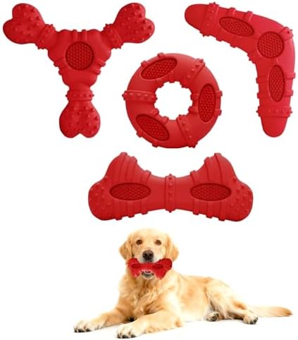 Natural Rubber Dog Chew Toys 4 Pack Tough Dog Toys for Aggressive Chewers