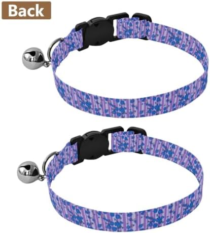 Striped Purple Floral Easy to Wear Puppy Collar 2 Pack Dog Collars for Small Dogs