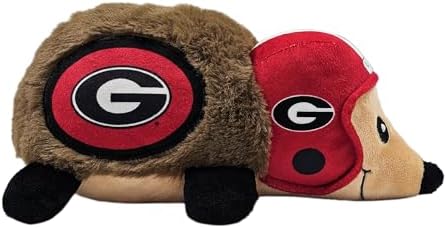 NCAA Georgia Bulldogs Plush Hedgehog Toy for Dogs & Cats, Cool Soft Pet Toy for Fun and Interactive Play, Dog Chew Toy with Squeaker, Licensed Hot Pet Toy