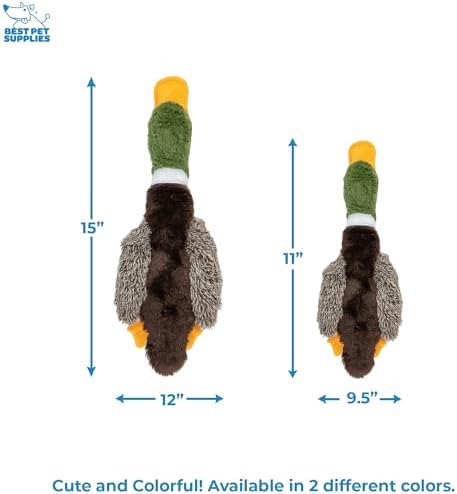 Best Pet Supplies Interactive Squeaky Dog Chew Toy, Ideal Dog Toys for Chewers, Small, Medium & Large Dogs, and Fetch Lovers - Mallard Duck (Brown), Small