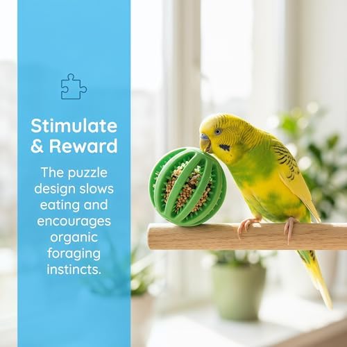 3 Pack Bird Foraging Toys, Parrot Chew & Treat Dispenser Balls, Slow Feeder Enrichment Rubber Toys for Parakeets, Cockatiels, Conures, Lovebirds, Small Birds & Small Pets