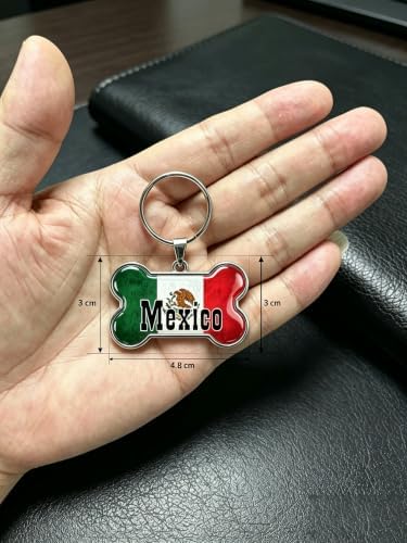 HSIAHOU Custom Pet ID Tags, Personalized Dog Tag Cat Tag (Mexico Flag)