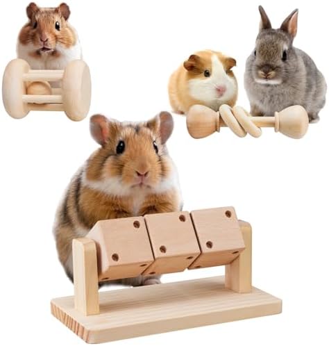 AOWPFVV Wooden Hamster Toys,Safe Rabbit Toys for Guinea Pigs