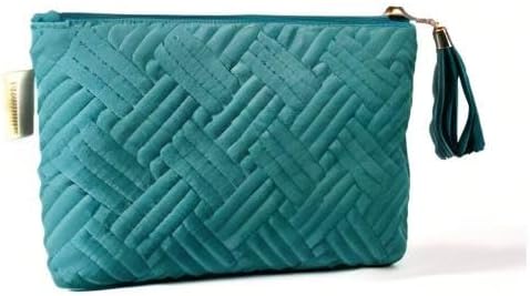 BAGSMART Small Makeup Bag, Elegant Cosmetic Pouch with Tassel, Soft Water-Resistant Travel Organizer for Women, Cosmetics & Everyday Essentials, Teal