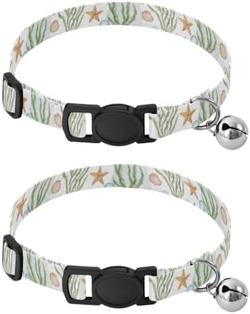 Watercolor Seahorse Dog Collar 2 Pack Cat Neck Collar Adjustable Length 10.6" to 17.1"