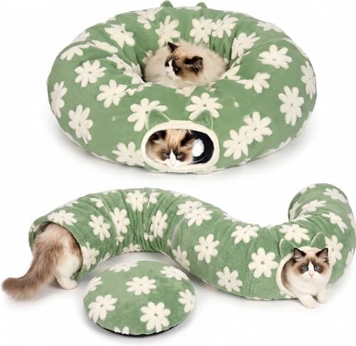 Pesen Cat Tunnel Bed with Soft Cushion for Indoor Cats and Kittens