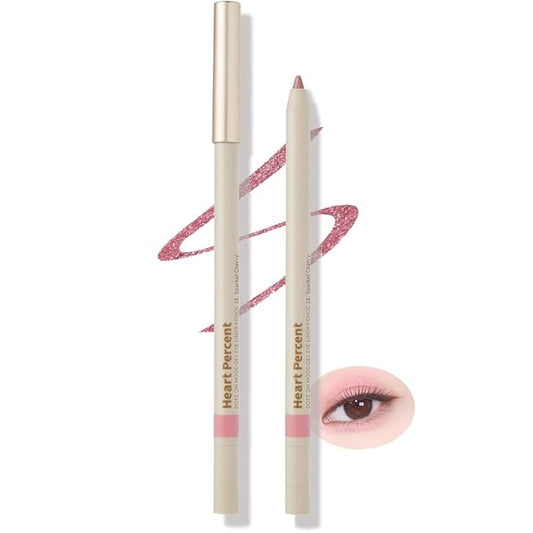Heart Percent Dote On Mood Gel Eyeliner Pencil, Long-Lasting Waterproof Smudge Proof Smooth Retractable Eye Liner Pencil with Built-In Sharpener (18. Sparkle Cherry)