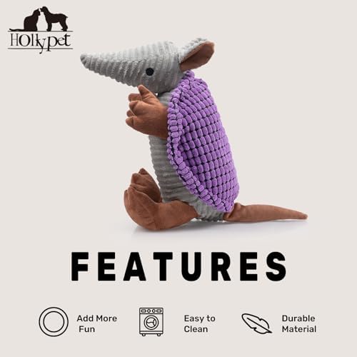 Hollypet Armadillo Squeaky Dog Toys for Medium Large Dogs, 14"