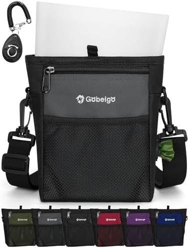 Gobeigo 4 Cup Dog Treat Pouch with Silicone Insert Bag& Clicker(Gray)