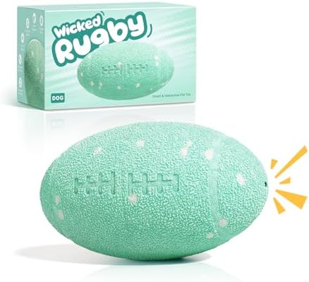 Smart Interactive Dog Toy, Wicked Rugby, Squeaky Dog Toy Football, Automatic Moving, Bouncing, and Rotating, E-TPU Material, Bouncing Fetch Toy for Indoor/Outdoor Use and Small to Large Dogs