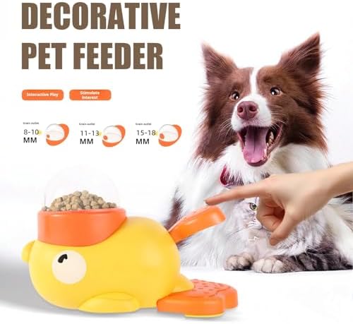 2-in-1 Dog Interactive Slow Feeder Bowls & Food Puzzle Toy, Duck-Shaped Dog Treat Dispenser Anti-Gulping Bowl for Healthy Eating & IQ Training (Yellow)