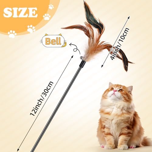Leitee 25 Pcs Cat Feather Toy Wand Bulk Interactive Stick, Classical Color